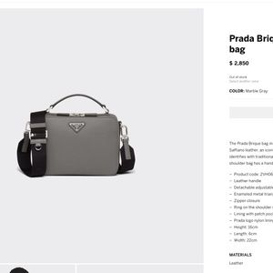 Prada Saffiano Travel Bag - Color Grey